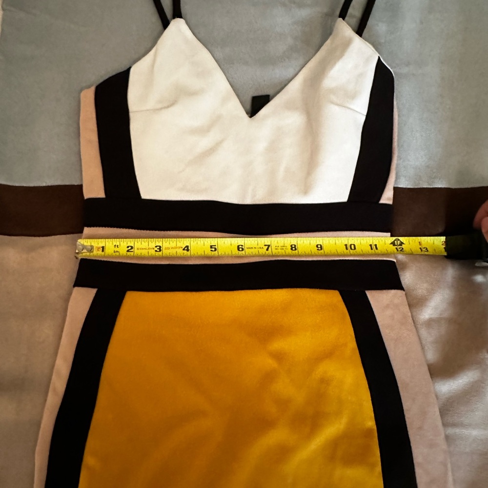 CUTEST BODYCON MIDI COLORBLOCK WHITE/YELLOW/BLACK DRESS